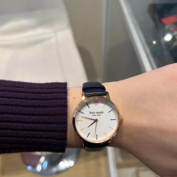 Kate Spade Gold-Tone Watch with Black Strap